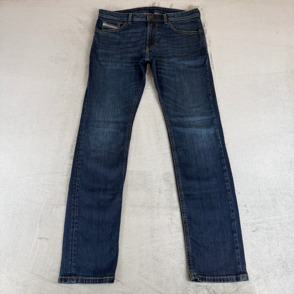 Diesel Thommer-R Slim Skinny Jeans Mens 32x34 Dark Blue Denim Stretch Whisker